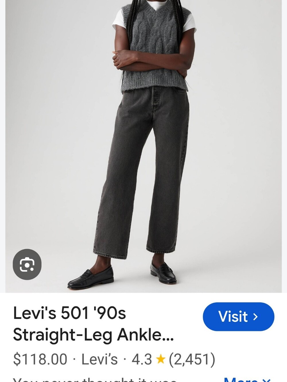 Levi's 90's Ankle Jeans in Charcoal Gray
